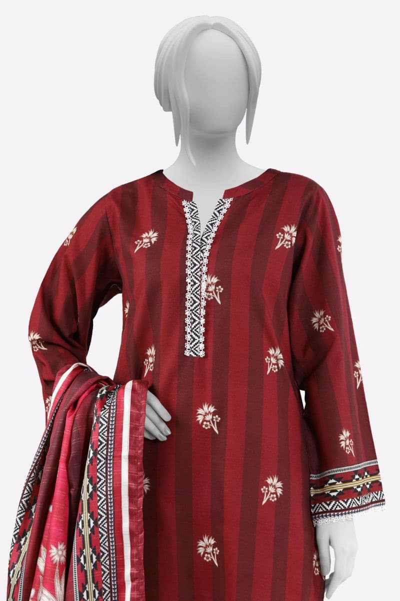Khaddar Red Printed 3PC thumbnail