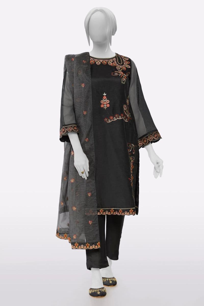 Karandi Black Embroidered 3PC thumbnail