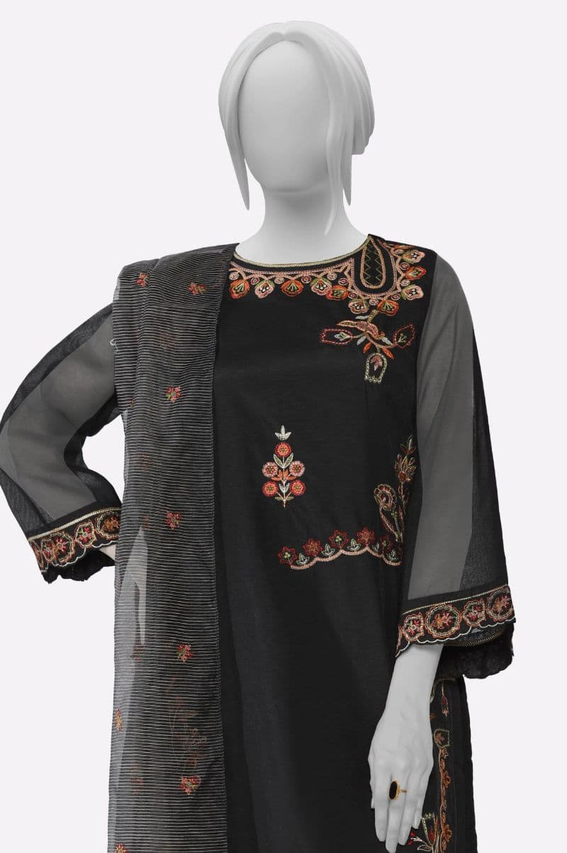 Karandi Black Embroidered 3PC thumbnail