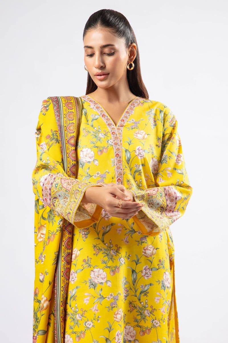 Printed Khaddar-Yellow 3PC thumbnail
