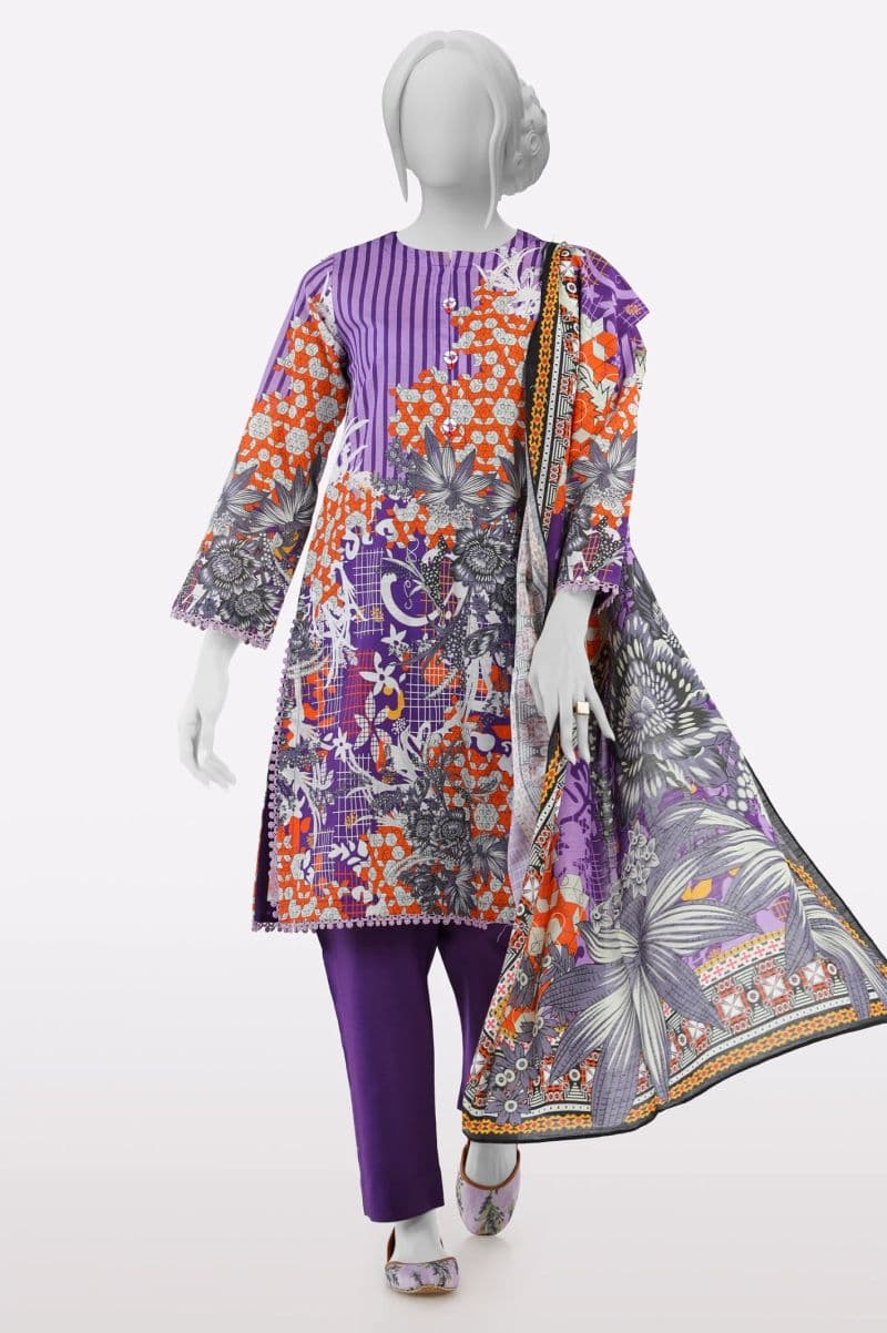 Khaddar Purple Printed 3PC thumbnail