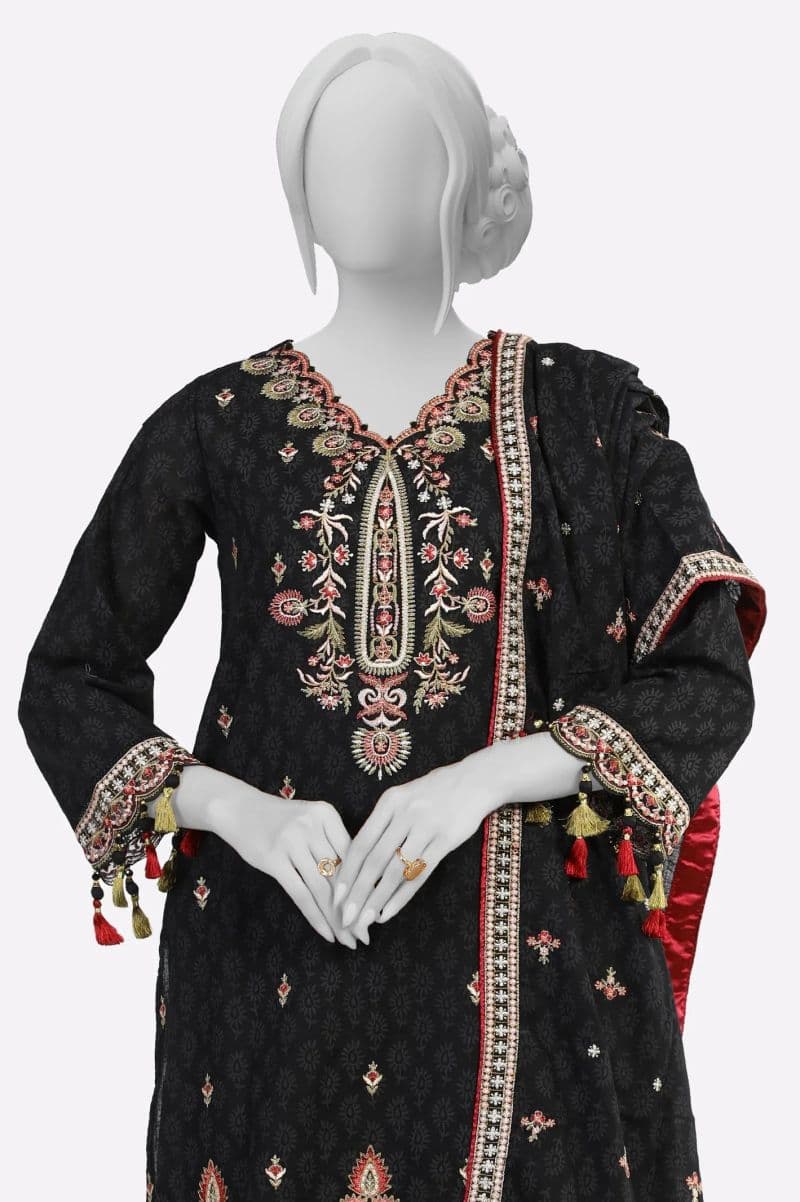 Black Printed Embroidered 3PC thumbnail