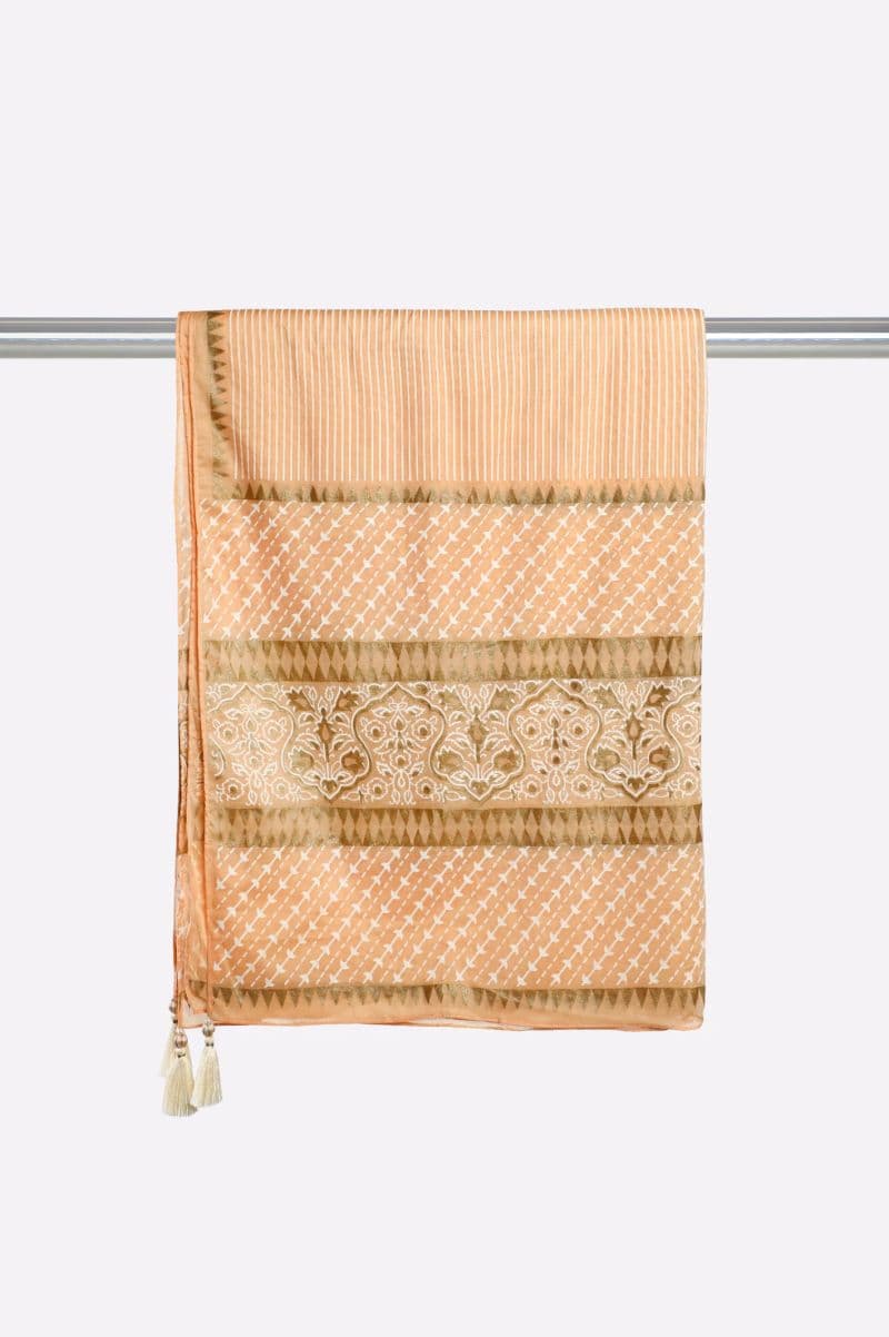 Orange Printed Dupatta