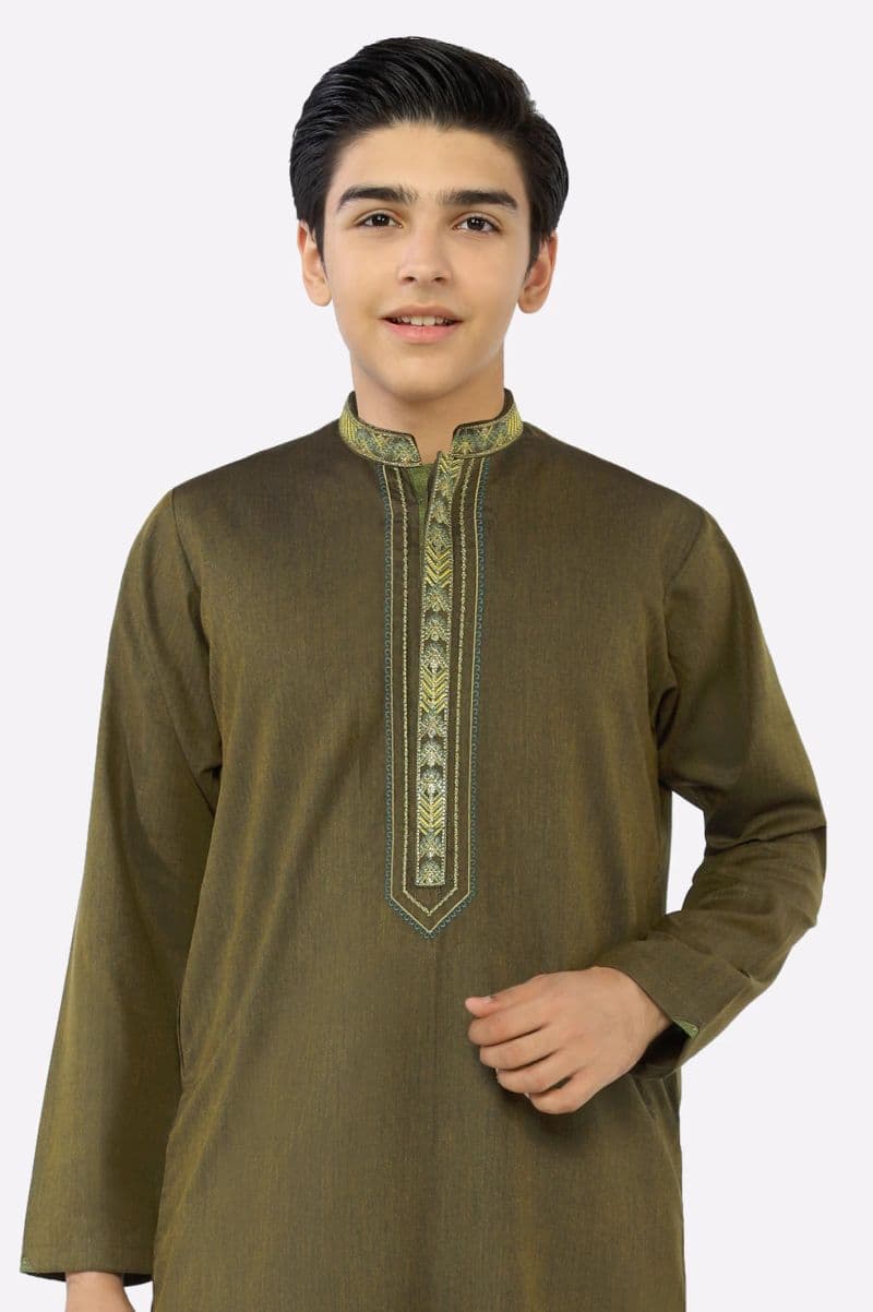 Dark Green Teens Kurta Pajama