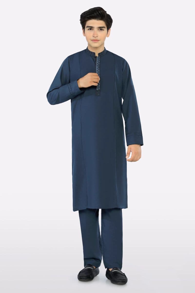 Teal Blue Teens Kurta Pajama thumbnail