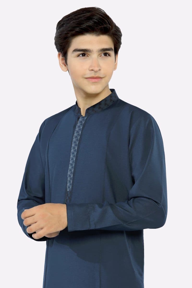 Teal Blue Teens Kurta Pajama thumbnail