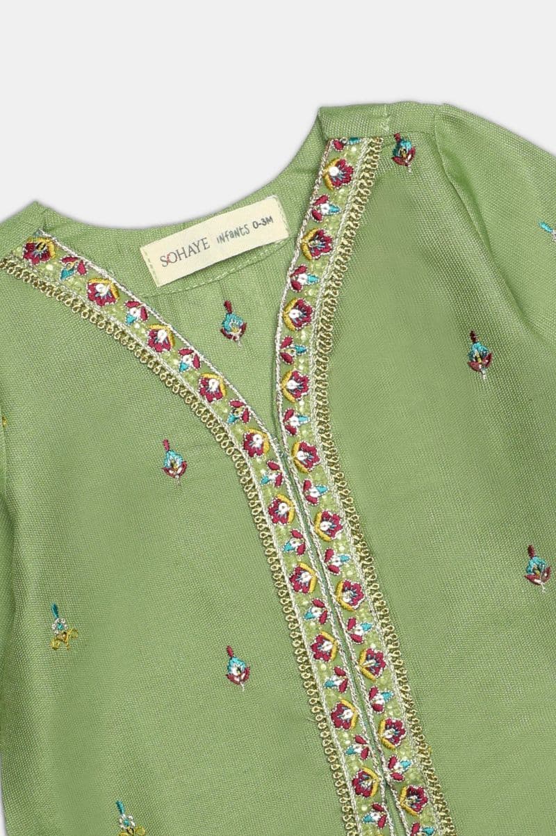 Light Green Embroidered Infant 2PC