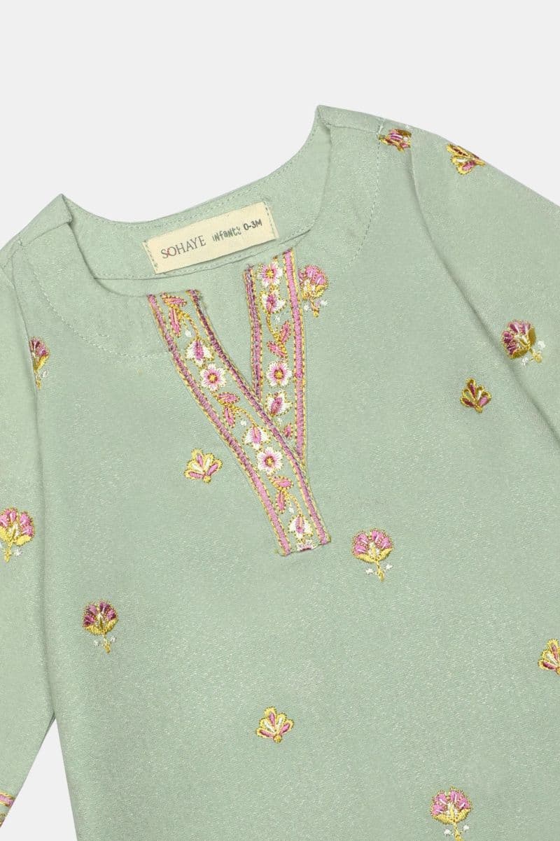 Light Green Embroidered Infant 2PC