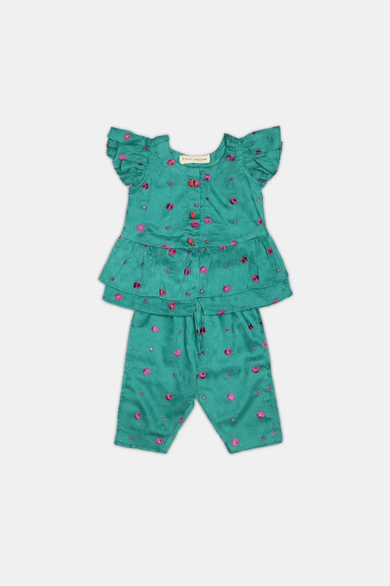 Embroidered Jacquard-Green Infant 2PC thumbnail