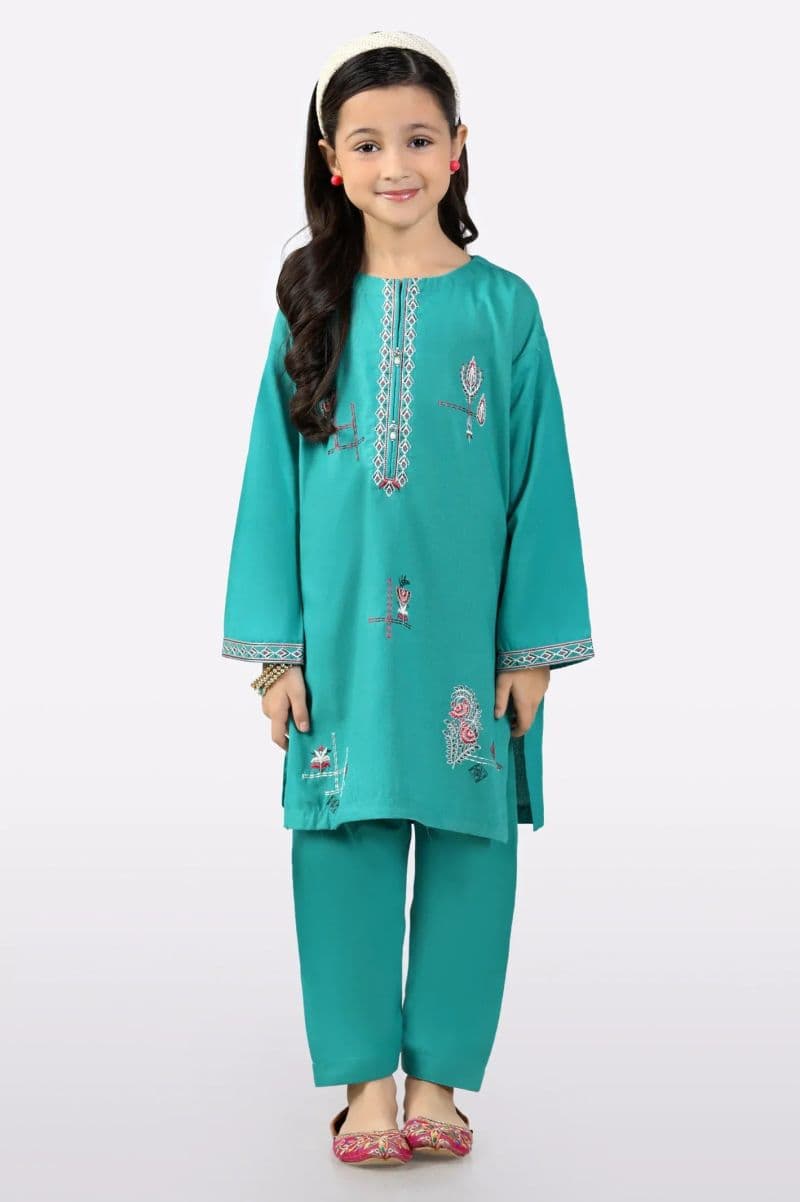 Green Embroidered Girls 2PC thumbnail