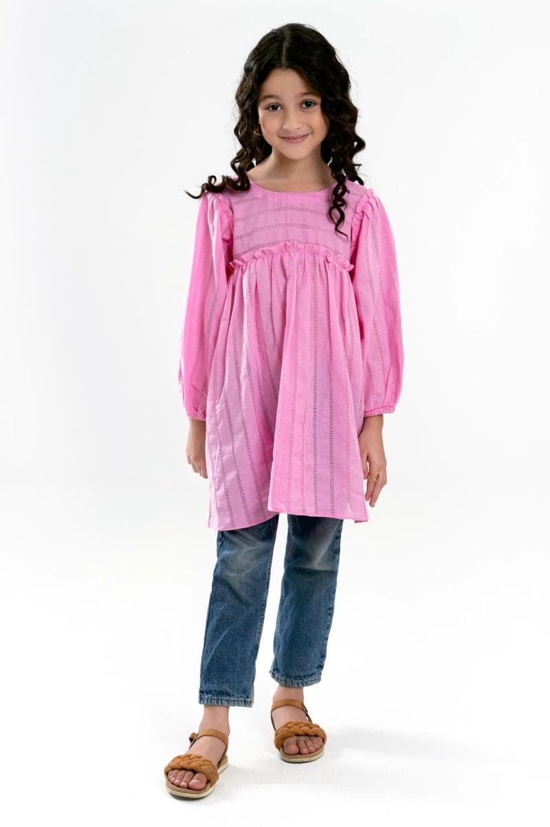 Pink Stylised Girls Kurti thumbnail
