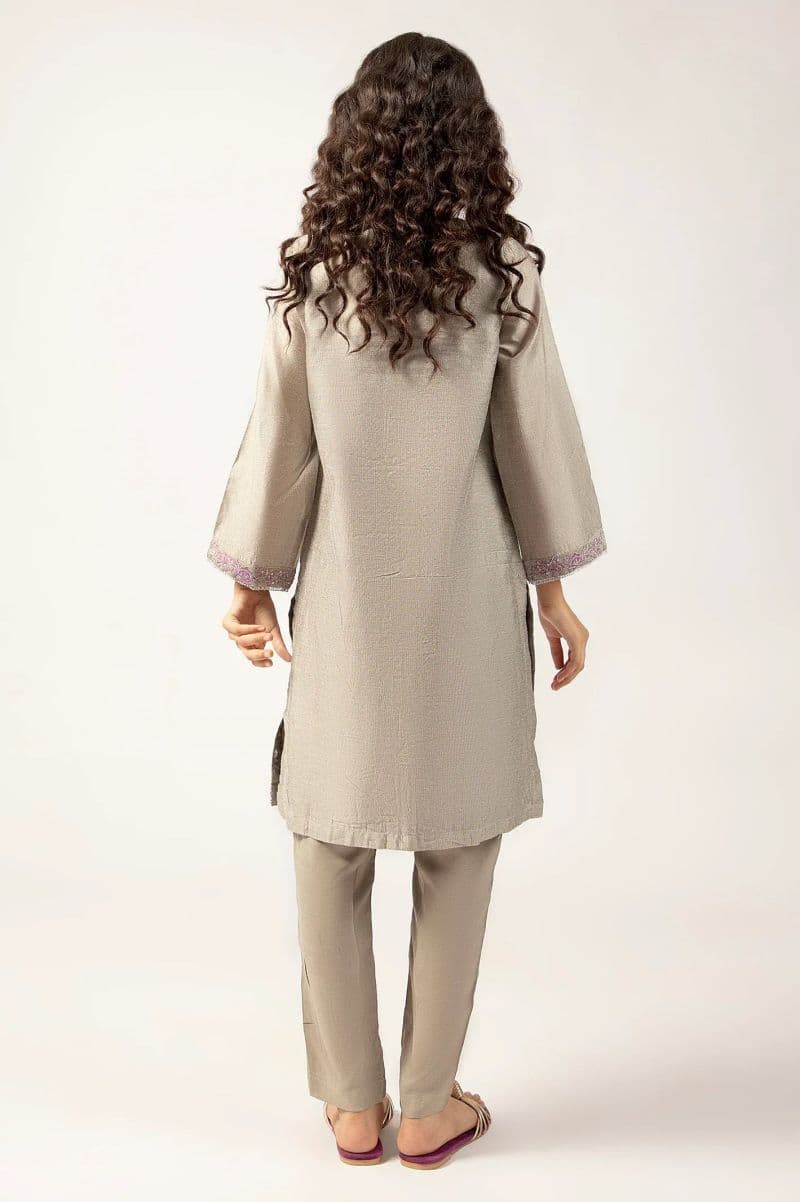Embroidered Khaddi Net-Grey Teens 2PC thumbnail