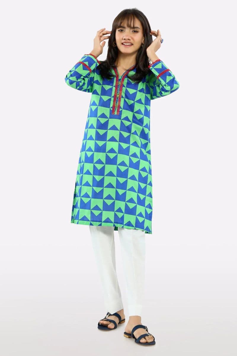 Green Printed Teens Kurti thumbnail