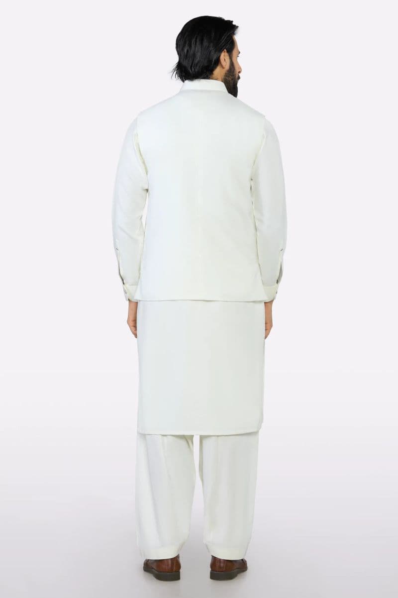 Cream Shalwar Kameez with Waistcoat thumbnail