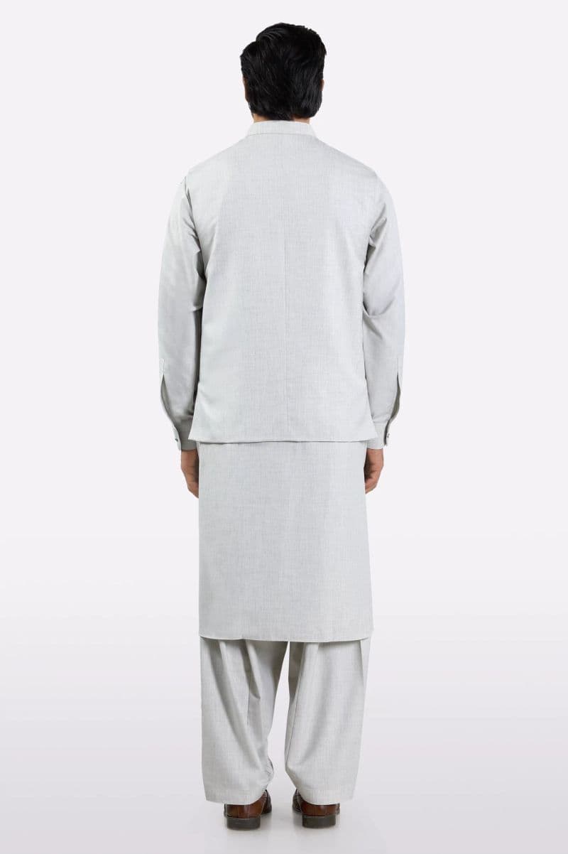 Light Grey Shalwar Kameez with Waistcoat thumbnail