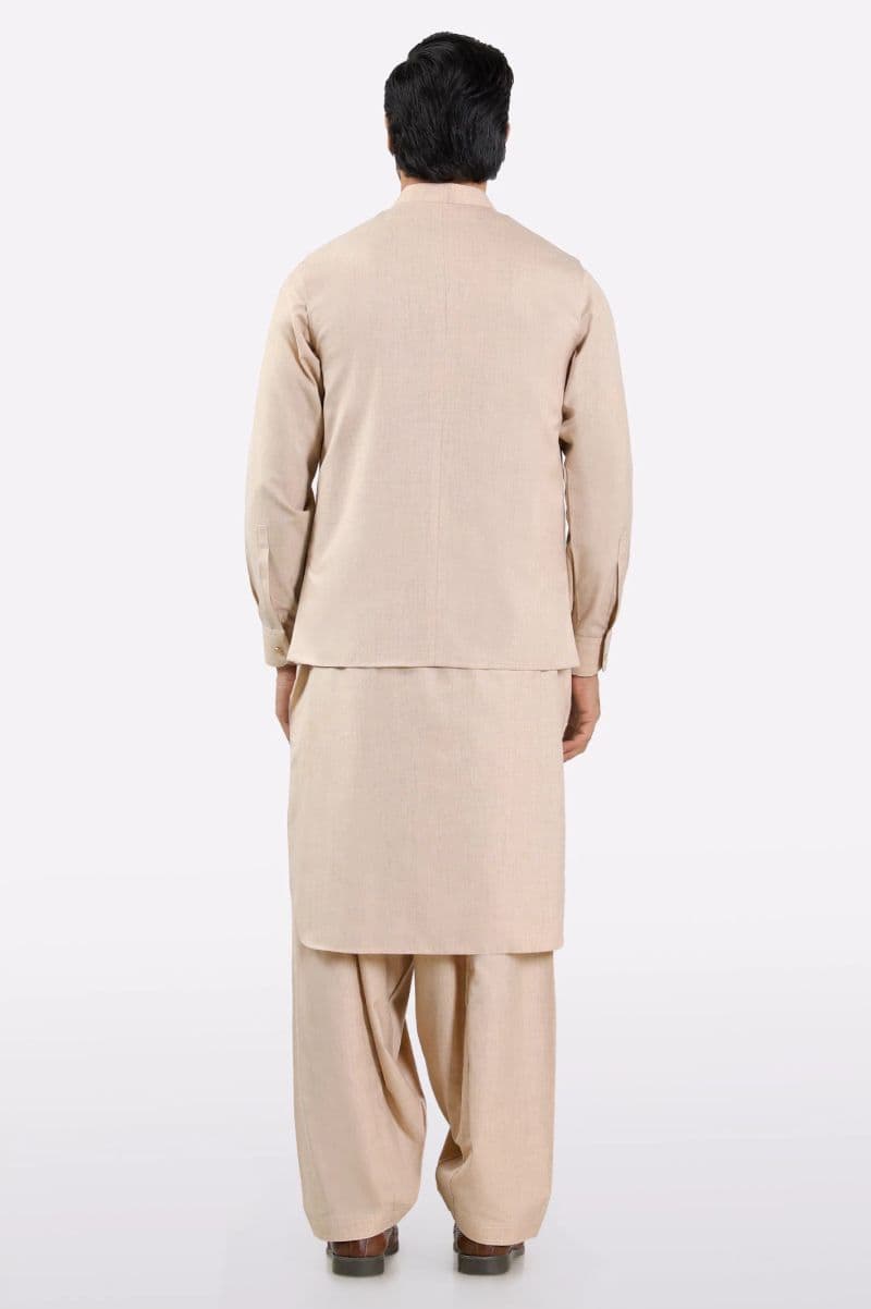 Light Brown Shalwar Kameez with Waistcoat thumbnail
