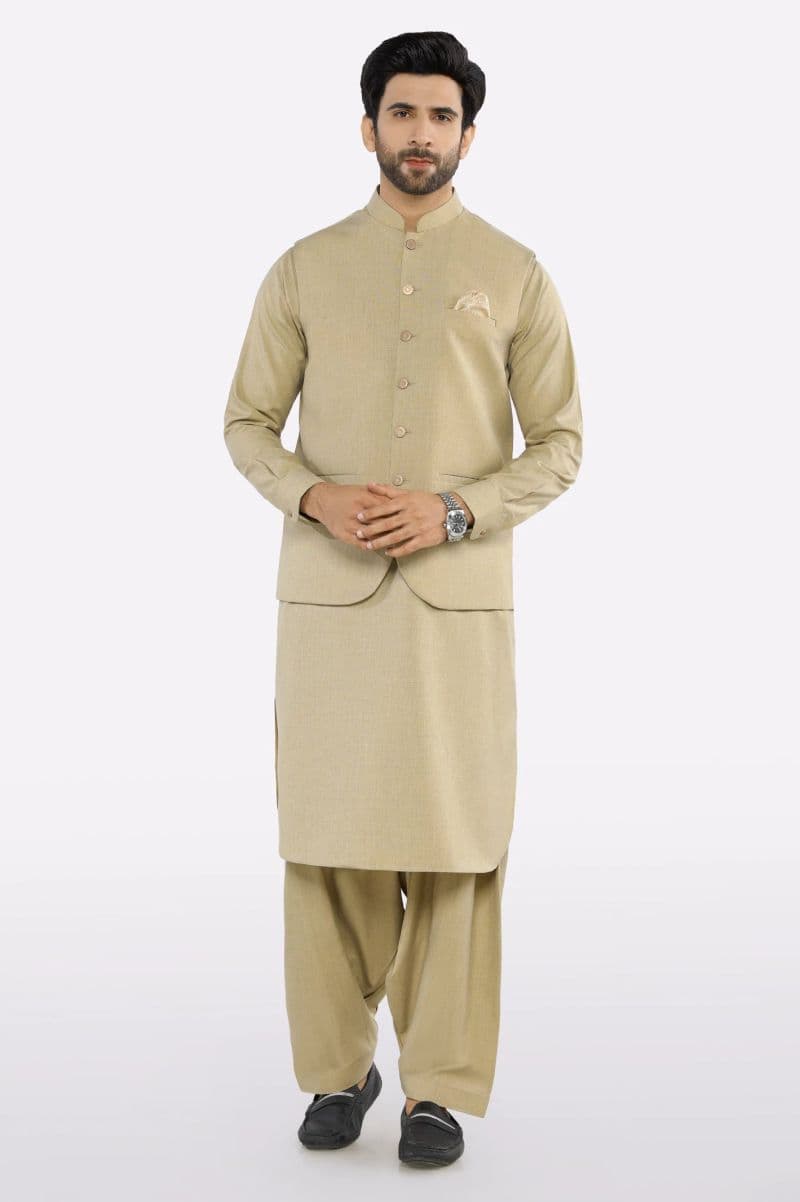 Green Shalwar Kameez with Waistcoat thumbnail