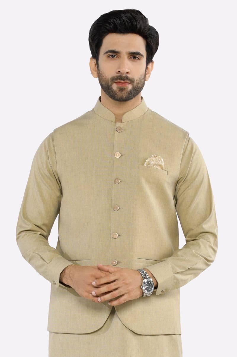 Green Shalwar Kameez with Waistcoat thumbnail