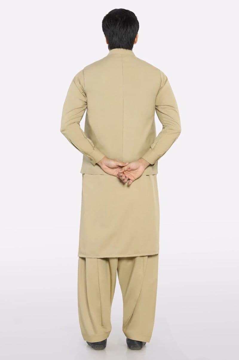 Khaki Shalwar Kameez with Waistcoat thumbnail