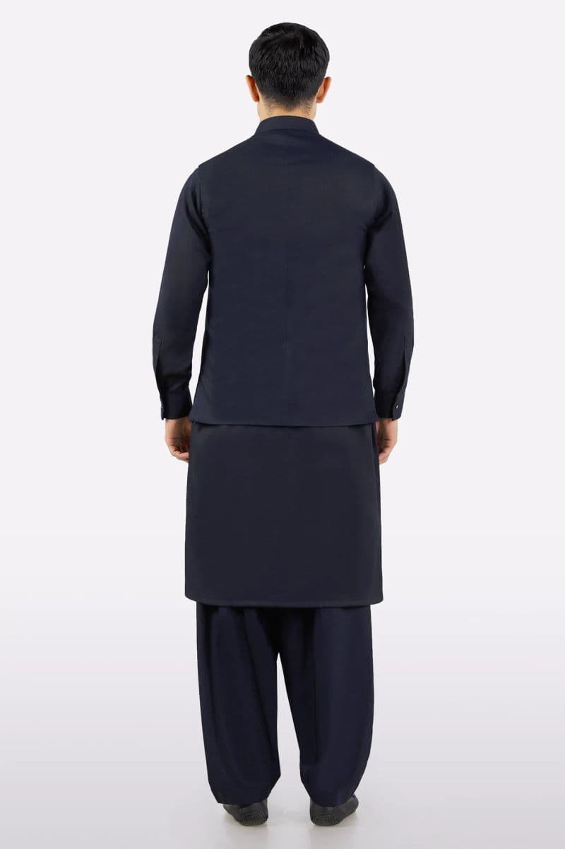Navy Blue Shalwar Kameez with Waistcoat
