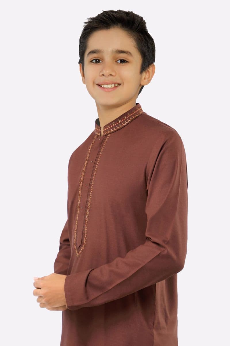 Brown Teens Kurta Pajama