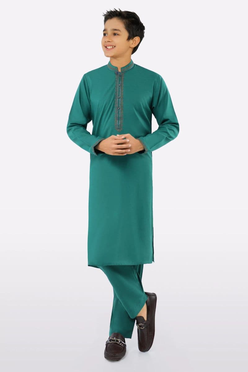 Green Teens Kurta Pajama