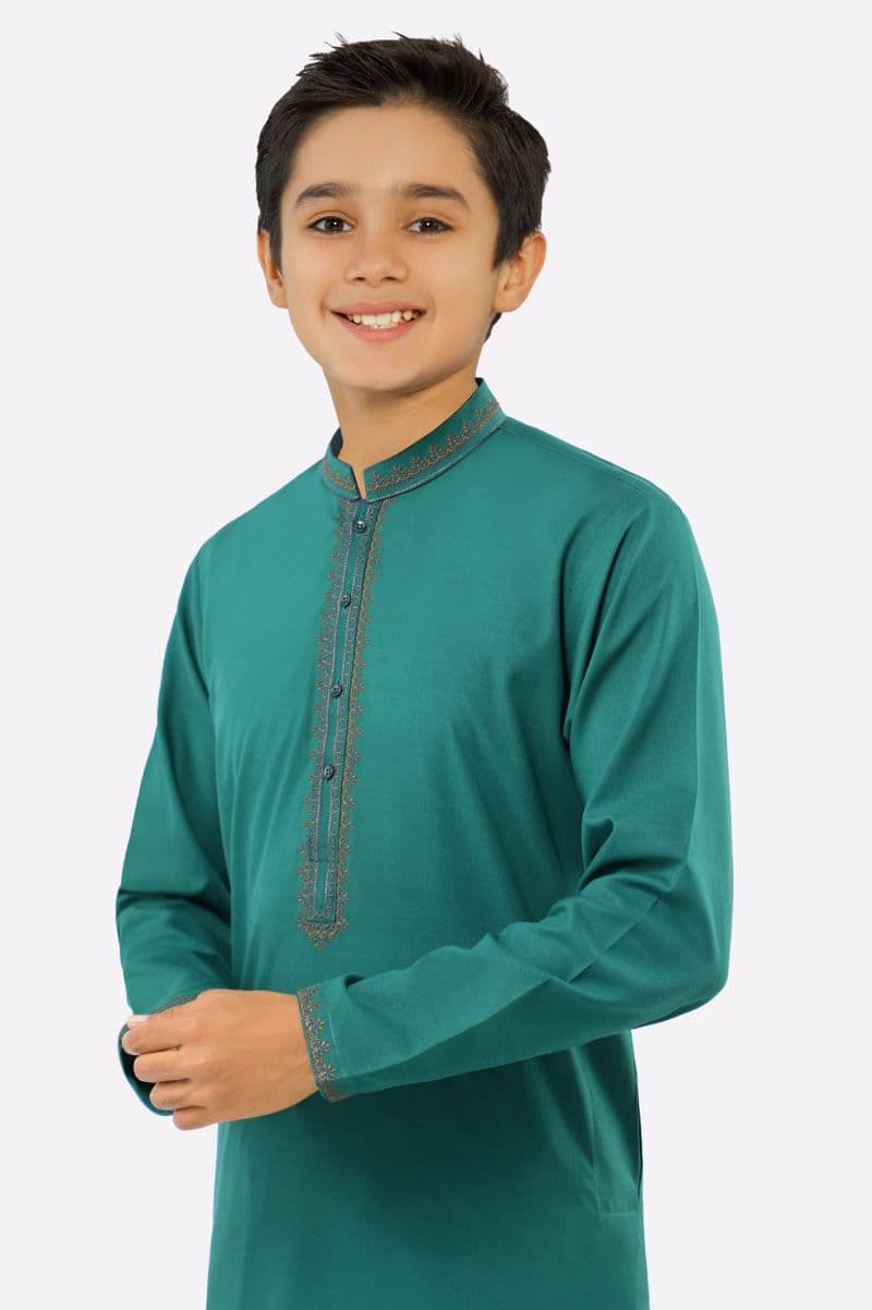 Green Teens Kurta Pajama
