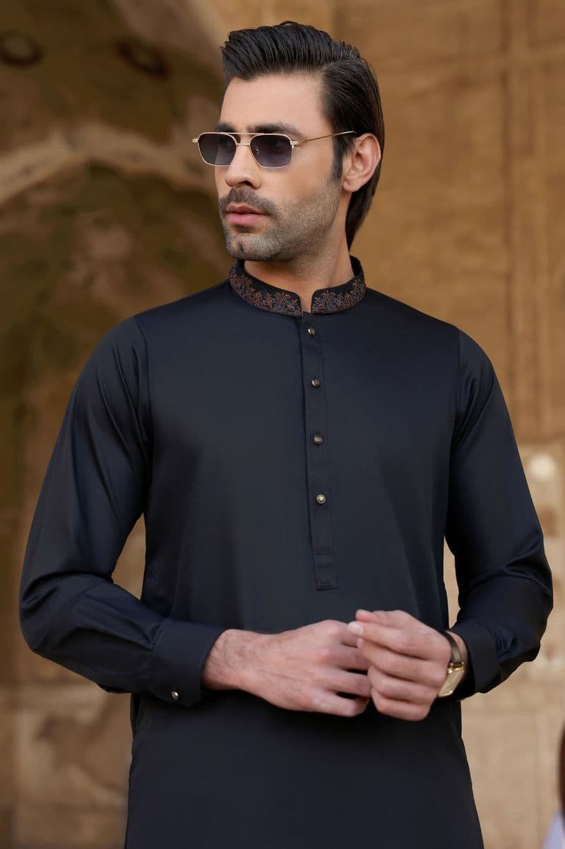 Black Wash & Wear Shalwar Kameez thumbnail