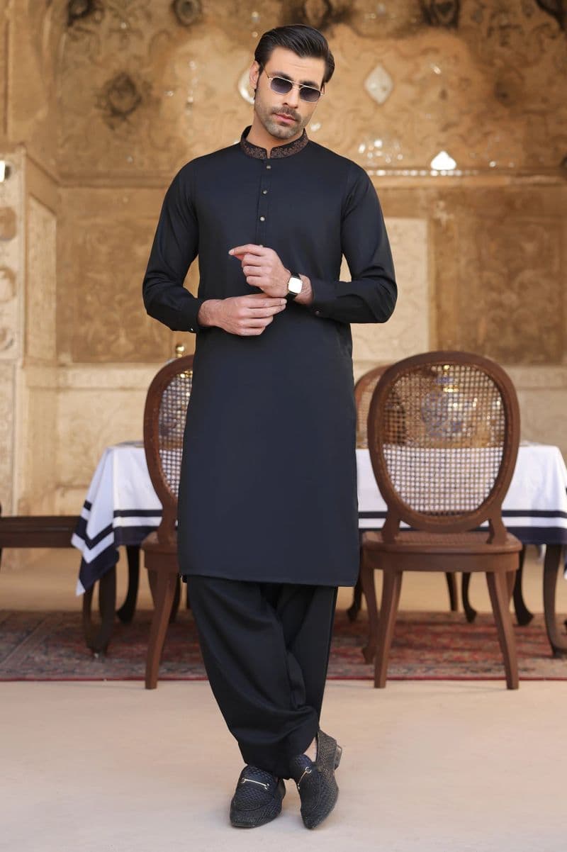 Black Wash & Wear Shalwar Kameez thumbnail