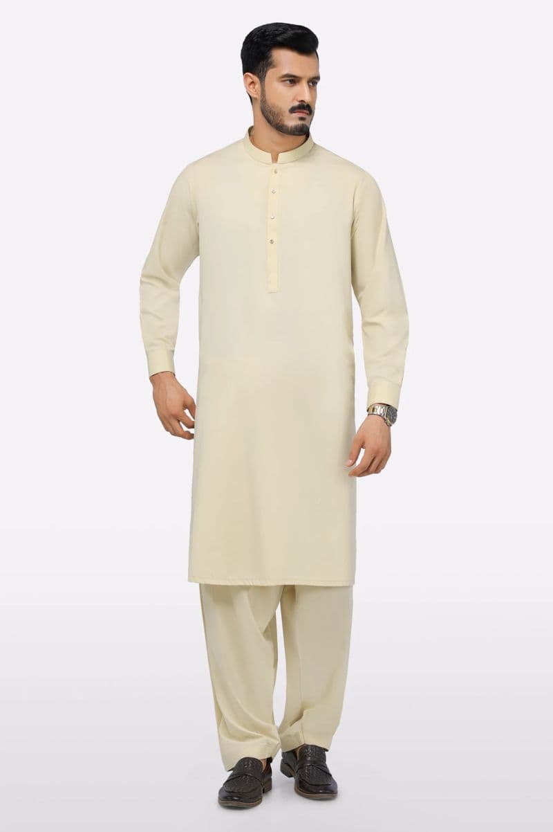 Light Fawn Wash & Wear Shalwar Kameez