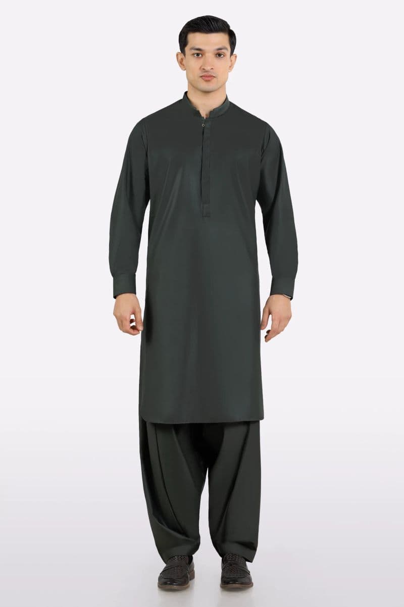 Dark Green Wash & Wear Shalwar Kameez