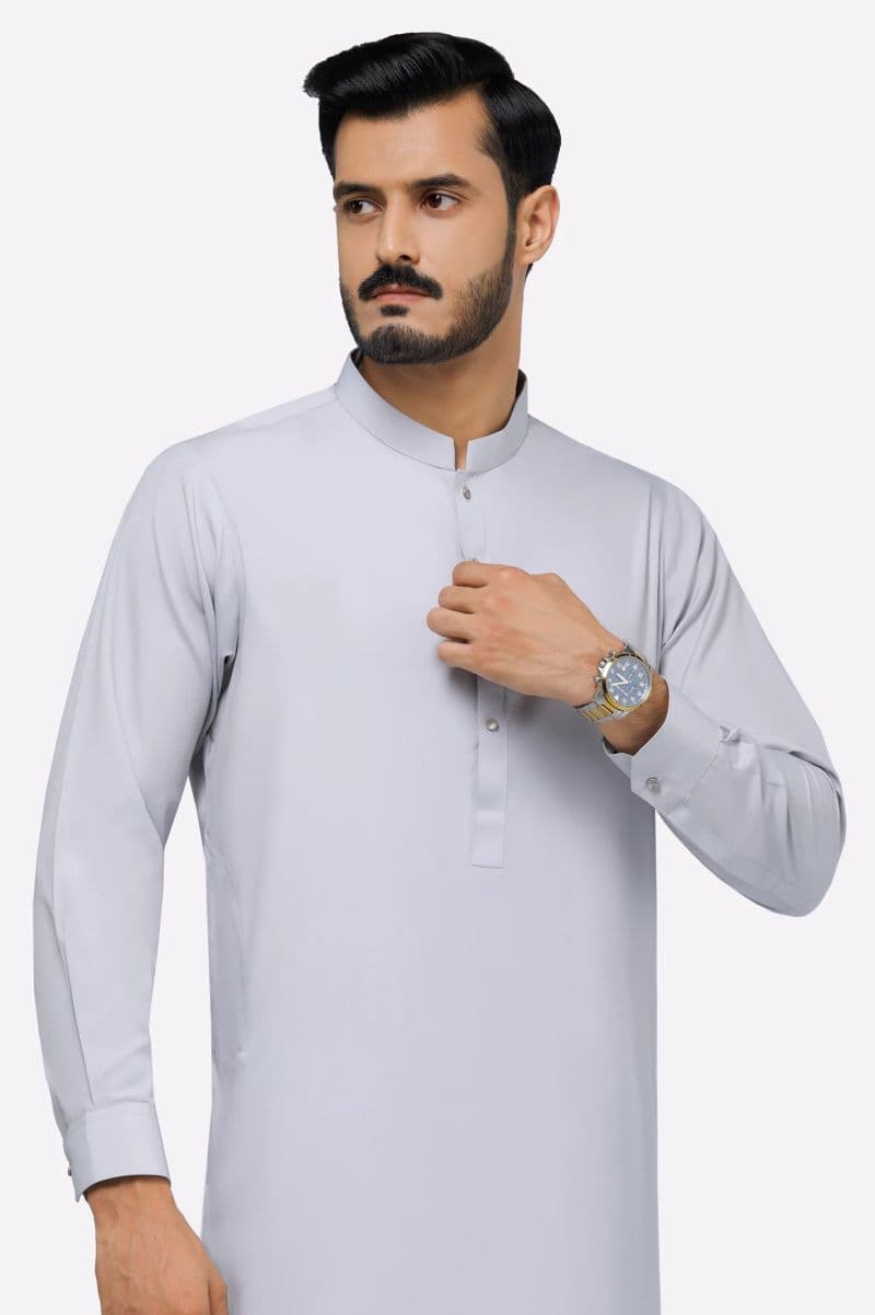 Light Grey Wash & Wear Shalwar Kameez thumbnail