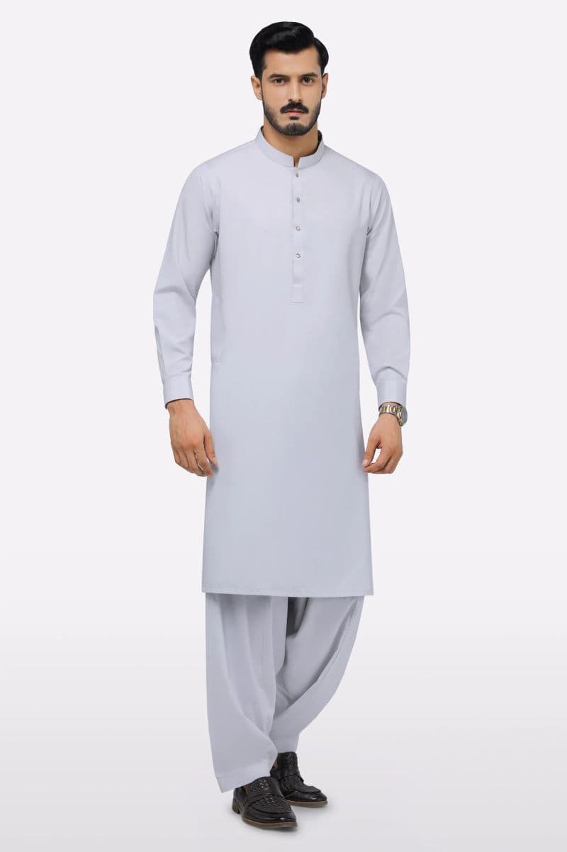 Light Grey Wash & Wear Shalwar Kameez thumbnail