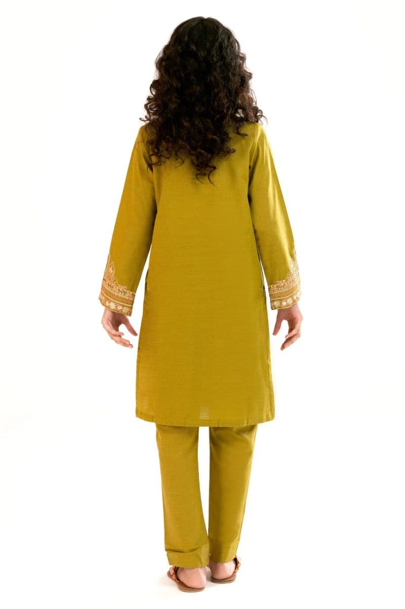 Embroidered Khaddar-Olive Teens 2PC thumbnail