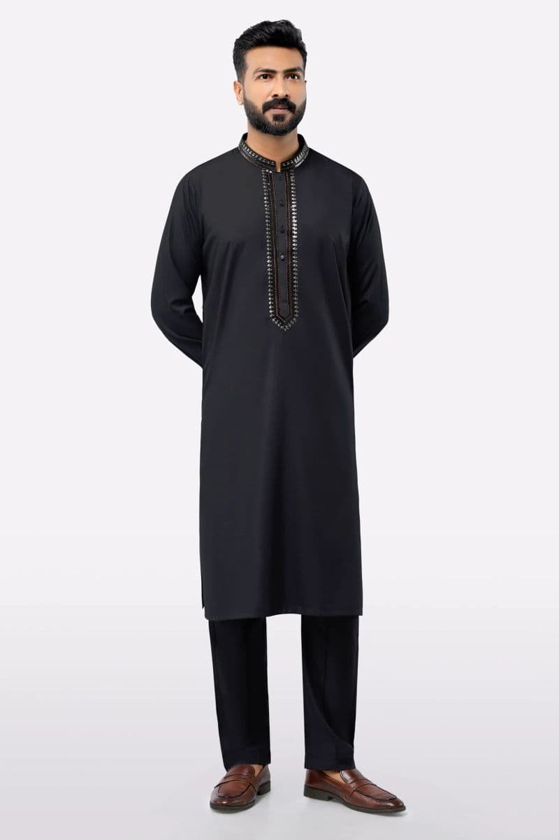 Black Wash & Wear Shalwar Kameez