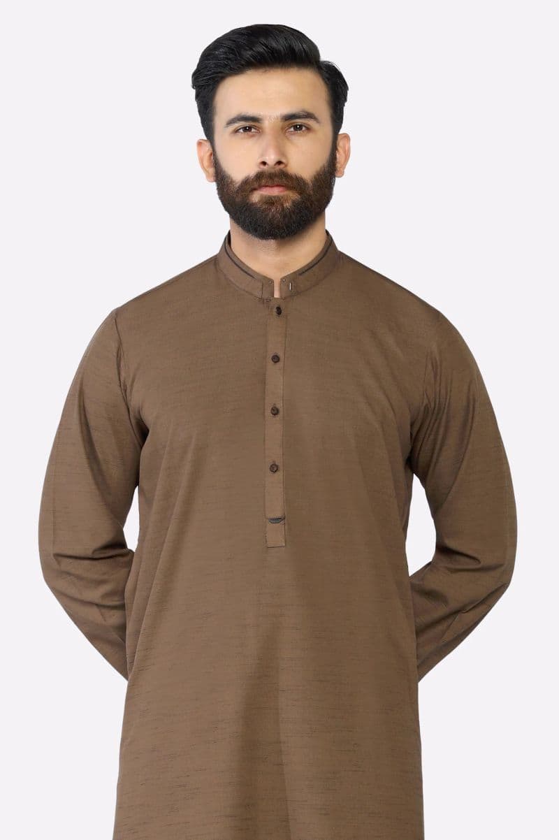 Brown Wash & Wear Kurta Pajama
