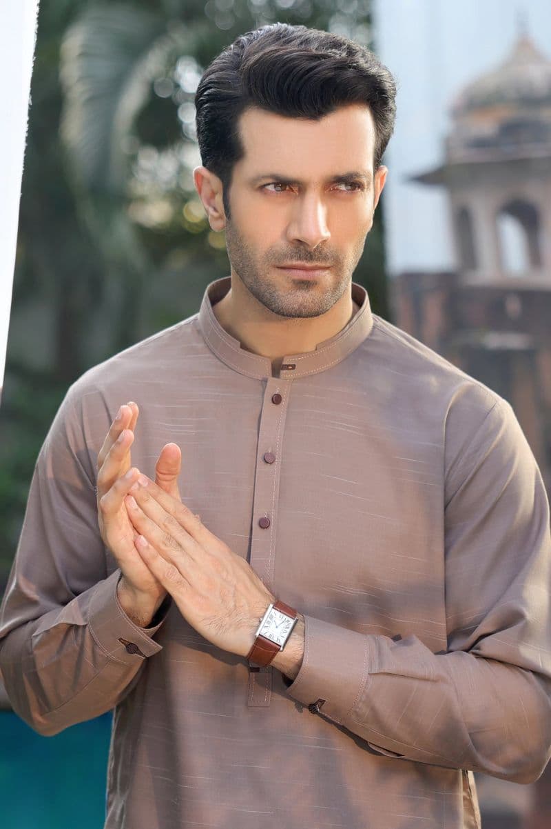 Brown Wash & Wear Shalwar Kameez
