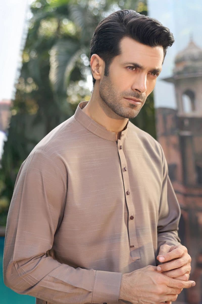 Brown Wash & Wear Shalwar Kameez