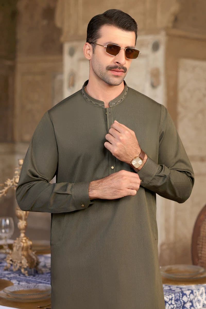 Dark Green Wash & Wear Shalwar Kameez