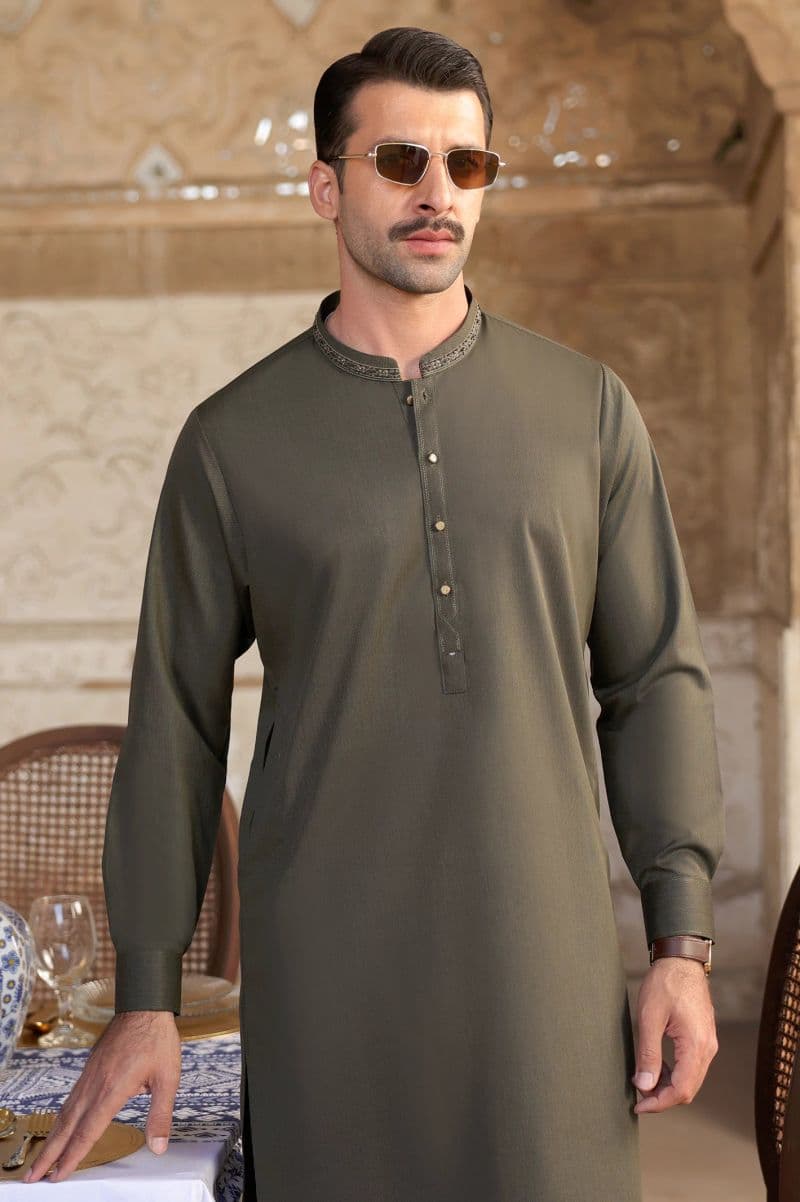 Dark Green Wash & Wear Shalwar Kameez