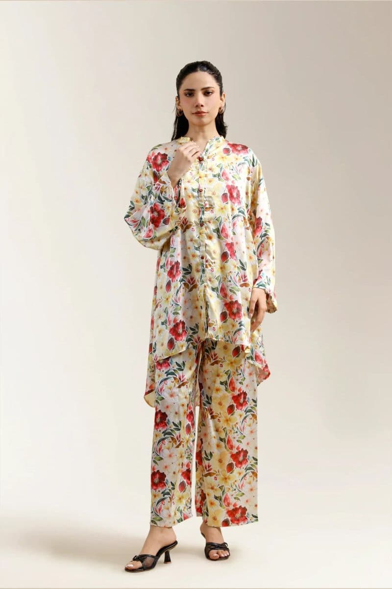 Printed Road Line Silk-Beige 2PC thumbnail