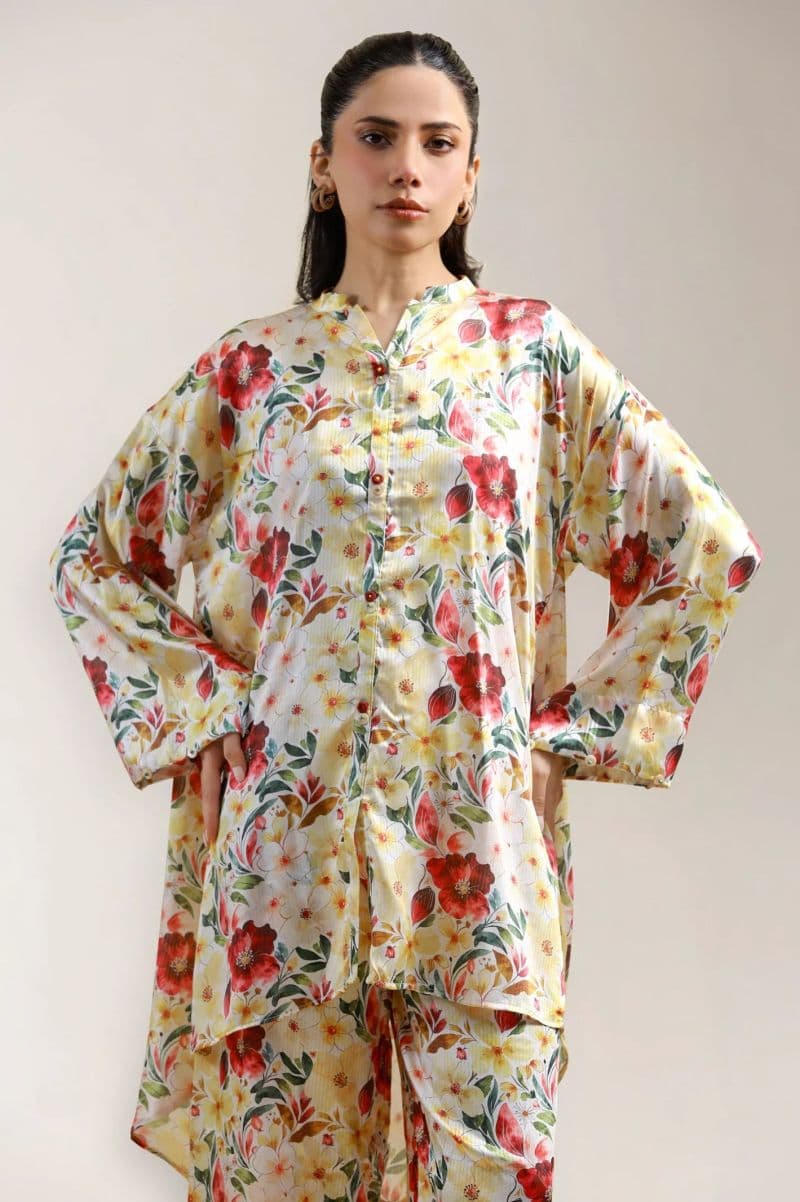 Printed Road Line Silk-Beige 2PC thumbnail