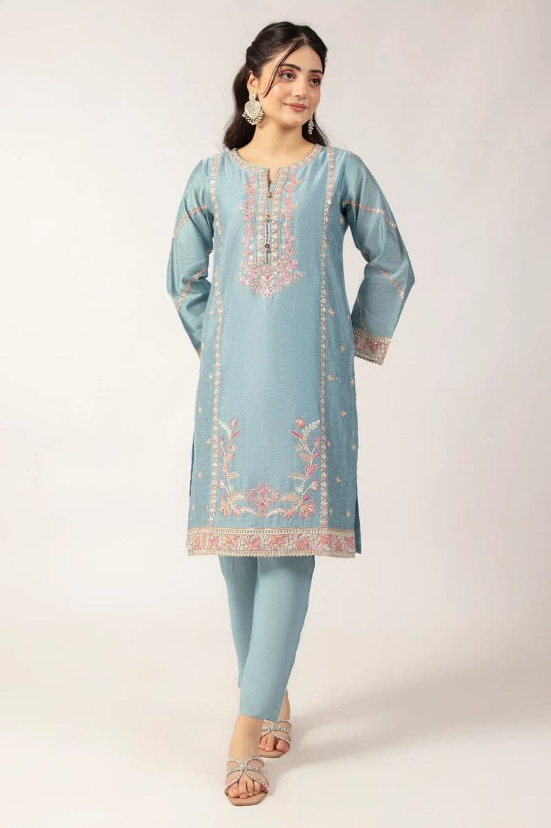 Light Blue Embroidered Kurti thumbnail