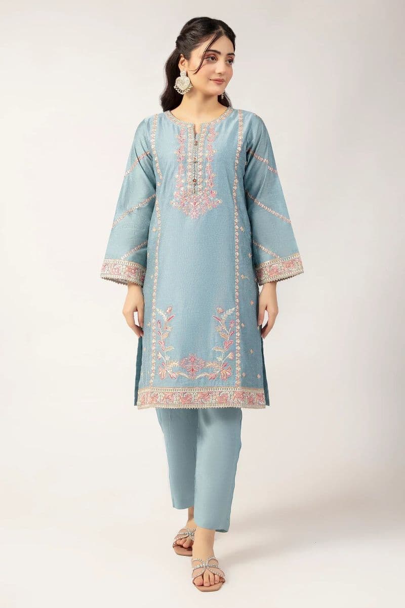 Light Blue Embroidered Kurti thumbnail
