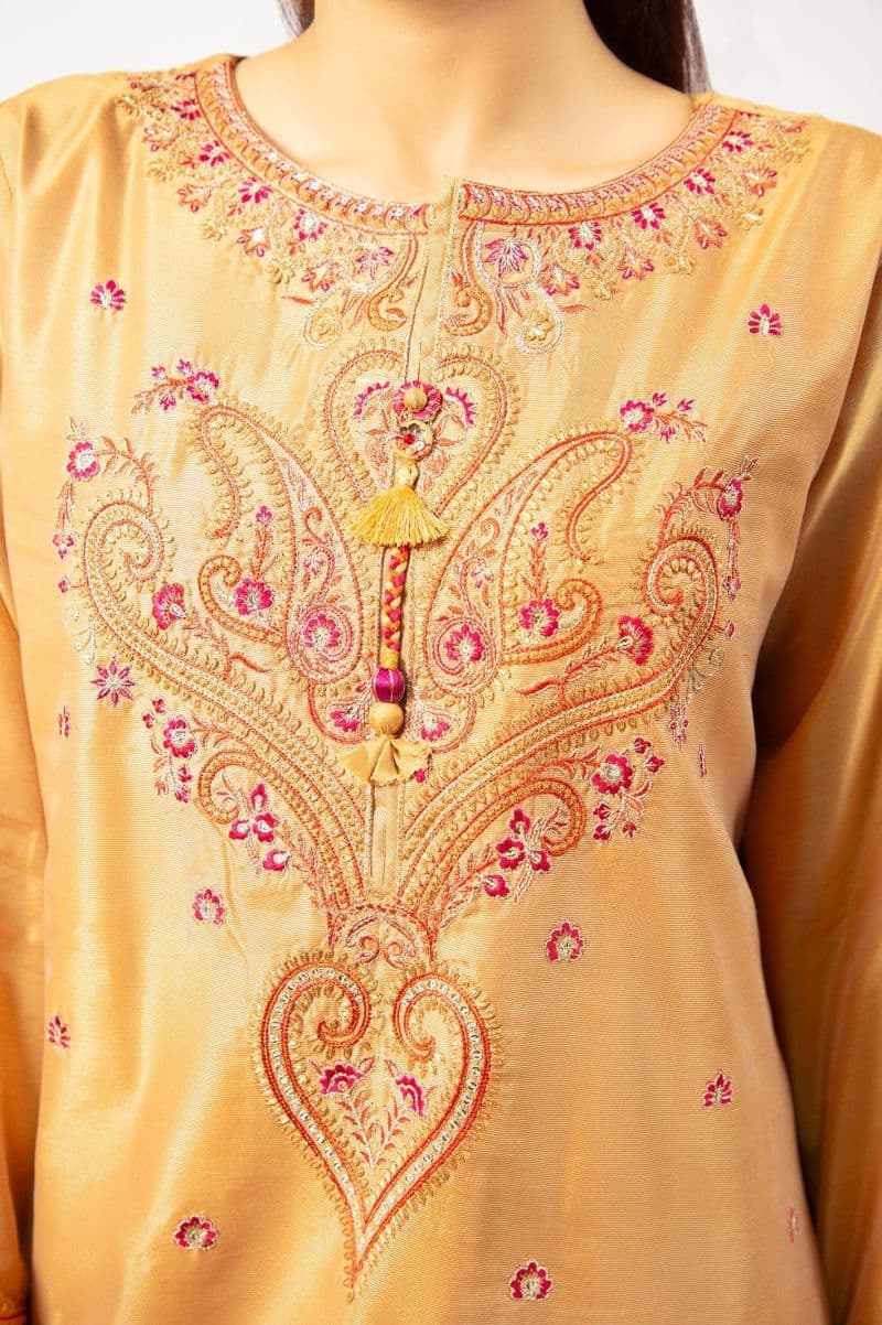 Mustard Embroidered Kurti