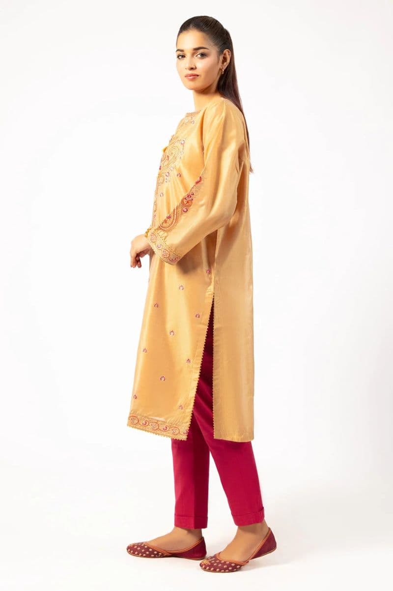 Mustard Embroidered Kurti
