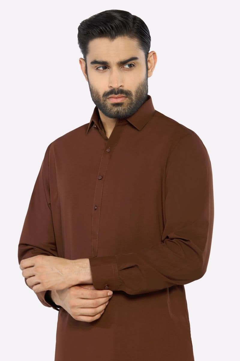 Dark Brown Wash & Wear Shalwar Kameez