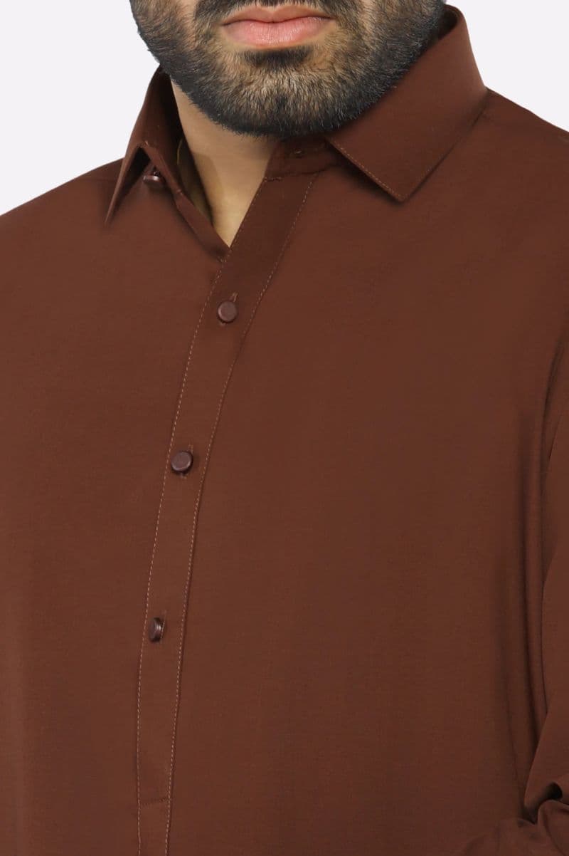 Dark Brown Wash & Wear Shalwar Kameez