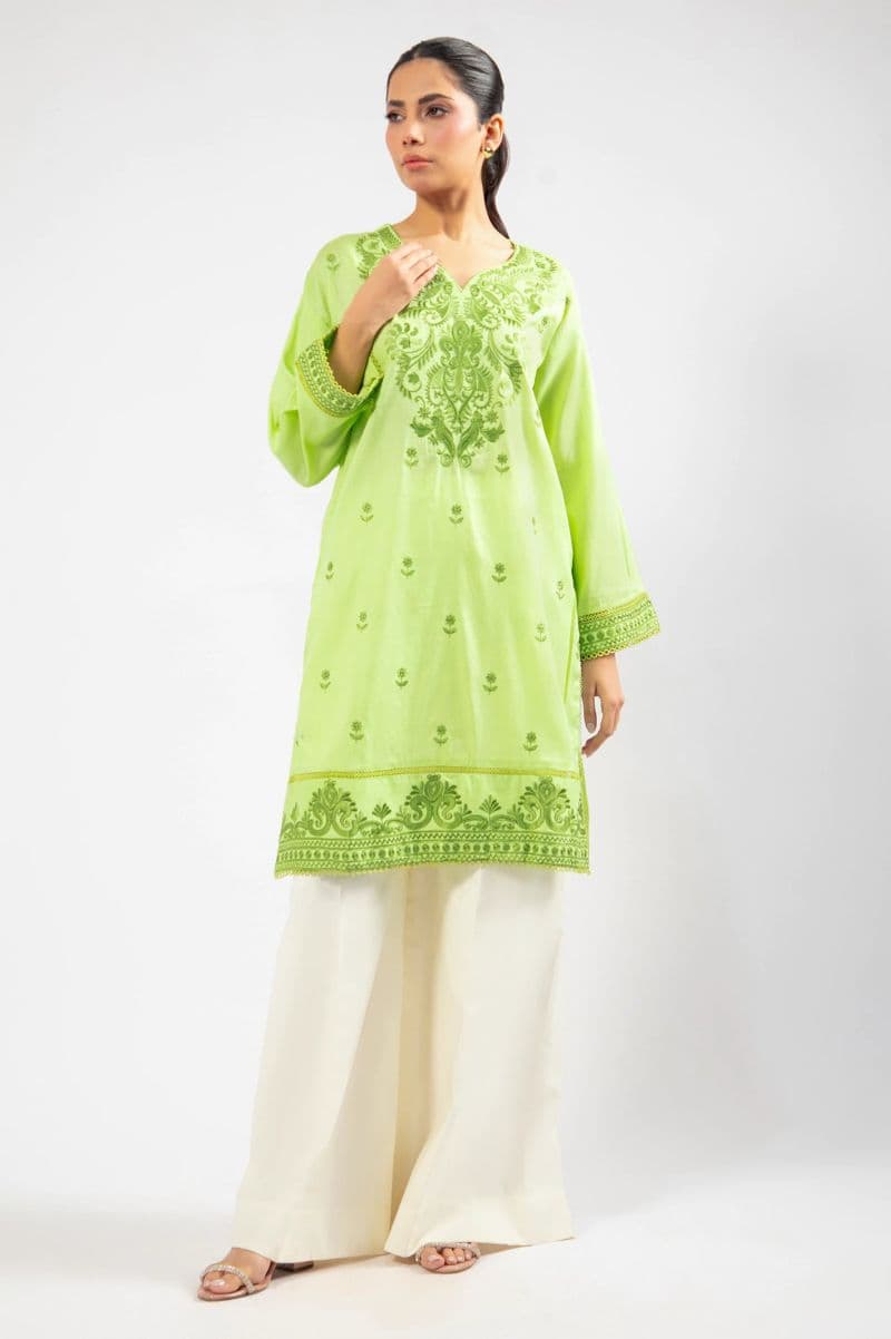 Light Green Embroidered Kurti