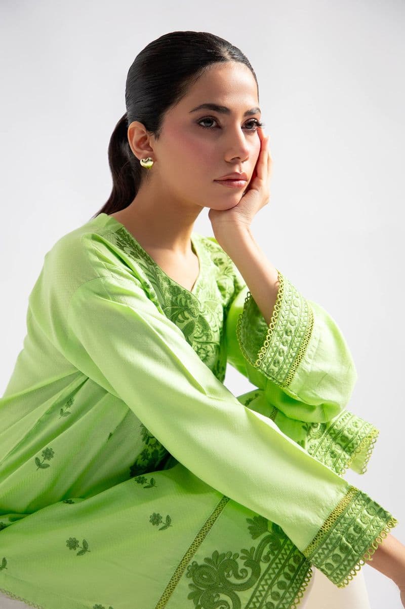 Light Green Embroidered Kurti
